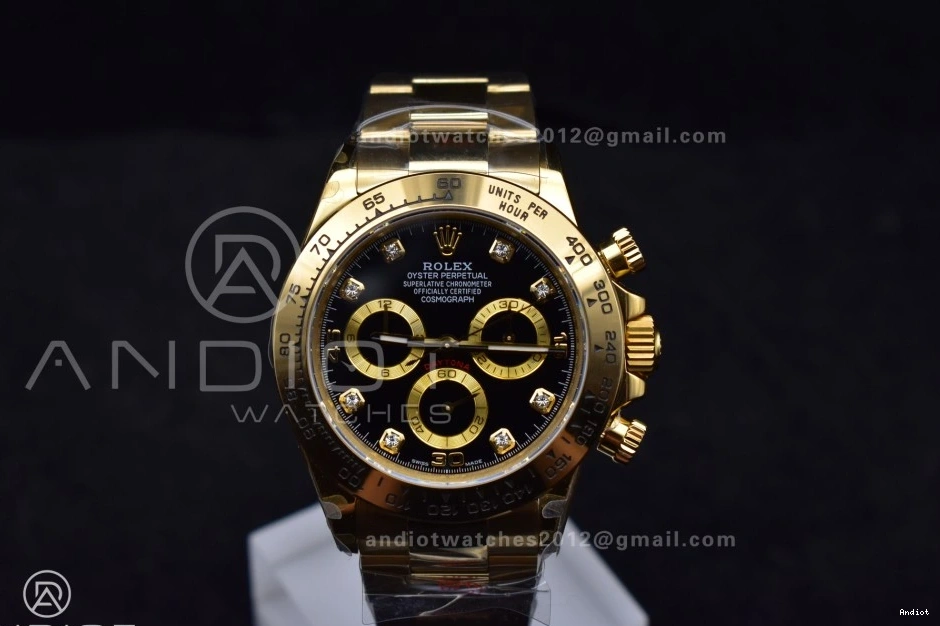 1:1 Bracelet QF Dial Edition 116508 Black Best Daytona on Diamonds YG V2 SH4130 1122